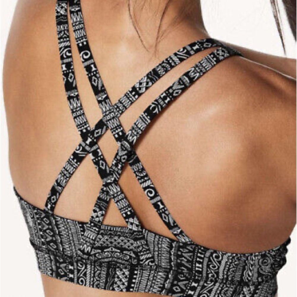 Lululemon Energy Bra Nulux Entwined Ice Grey Black Size 4 - Picture 2 of 10
